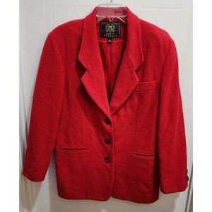 Vintage Express Women's Oversized Blazer Jacket Wool/Cashmere Blend Red Sz Small
